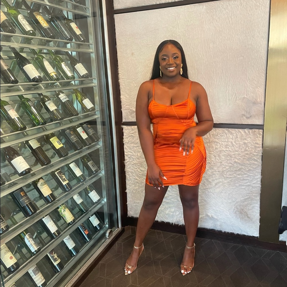 Satin pleated mini dress